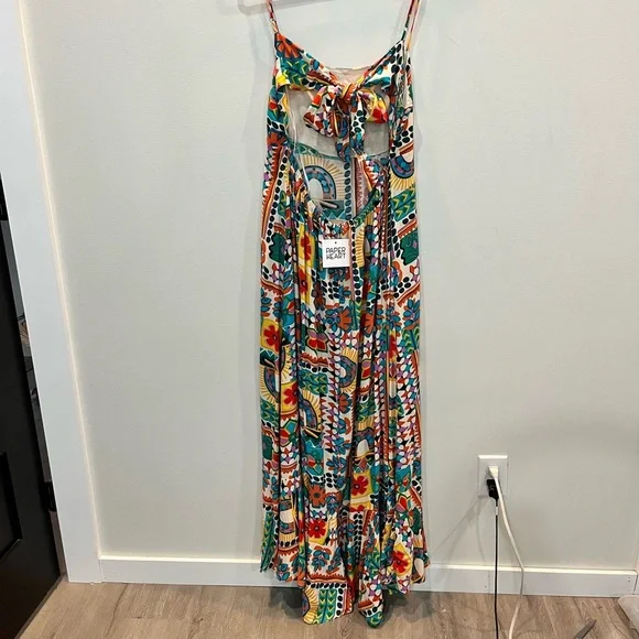 Paper Heart Anthropologie Aztec Sunrise Open Back Maxi Dress Size XL - Picture 2 of 7